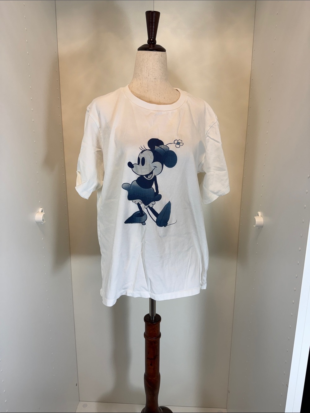Uniqlo White Tee with Navy Minnie Mouse Print